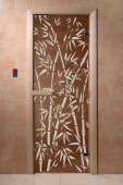 Дверь "Бамбук и бабочки" бронза 1900*700, 6мм, 2 петли